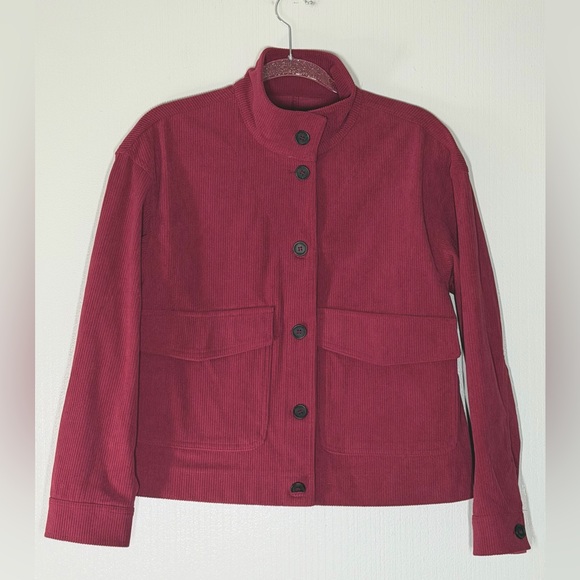 Avec Les Filles Red Burgundy Relaxed Oversized Corduroy Jacket Womens Size S - Picture 2 of 5